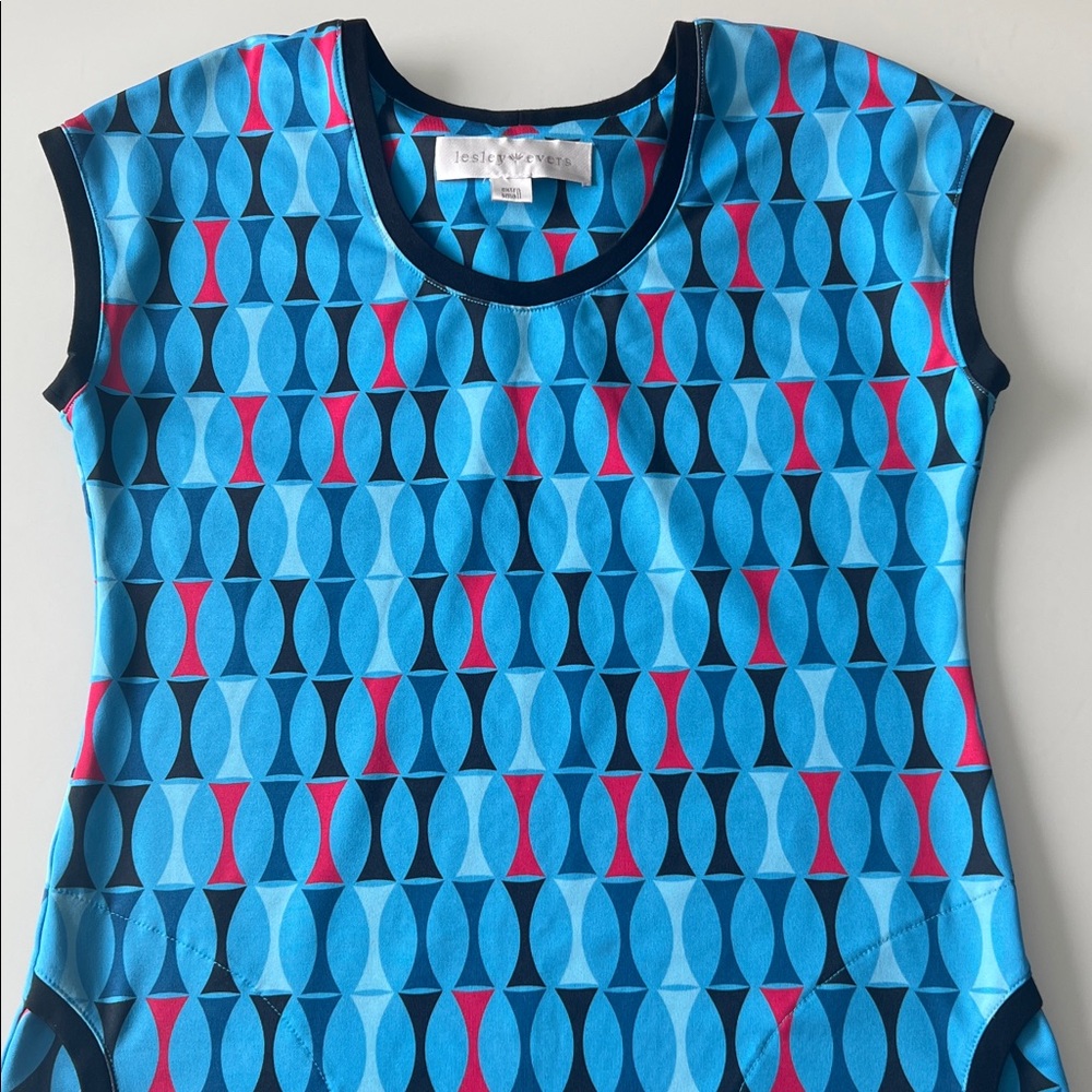 Lesley Evers Retro Mod Dress Stretch Pop Art 60s- Made in USA Sz XS - Picture 2 of 9